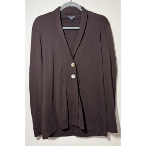 Lilla P Button Front Cardigan Women's Medium Brown Sweater Knitted Office Casual